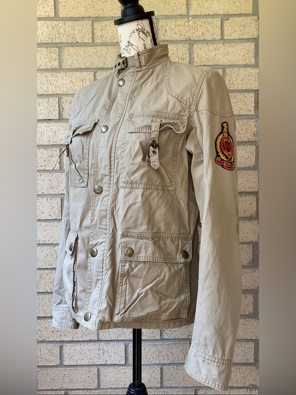 Ralph Lauren Rugby Utility Jacket Military Field High Neck Cotton Jacket Y2K